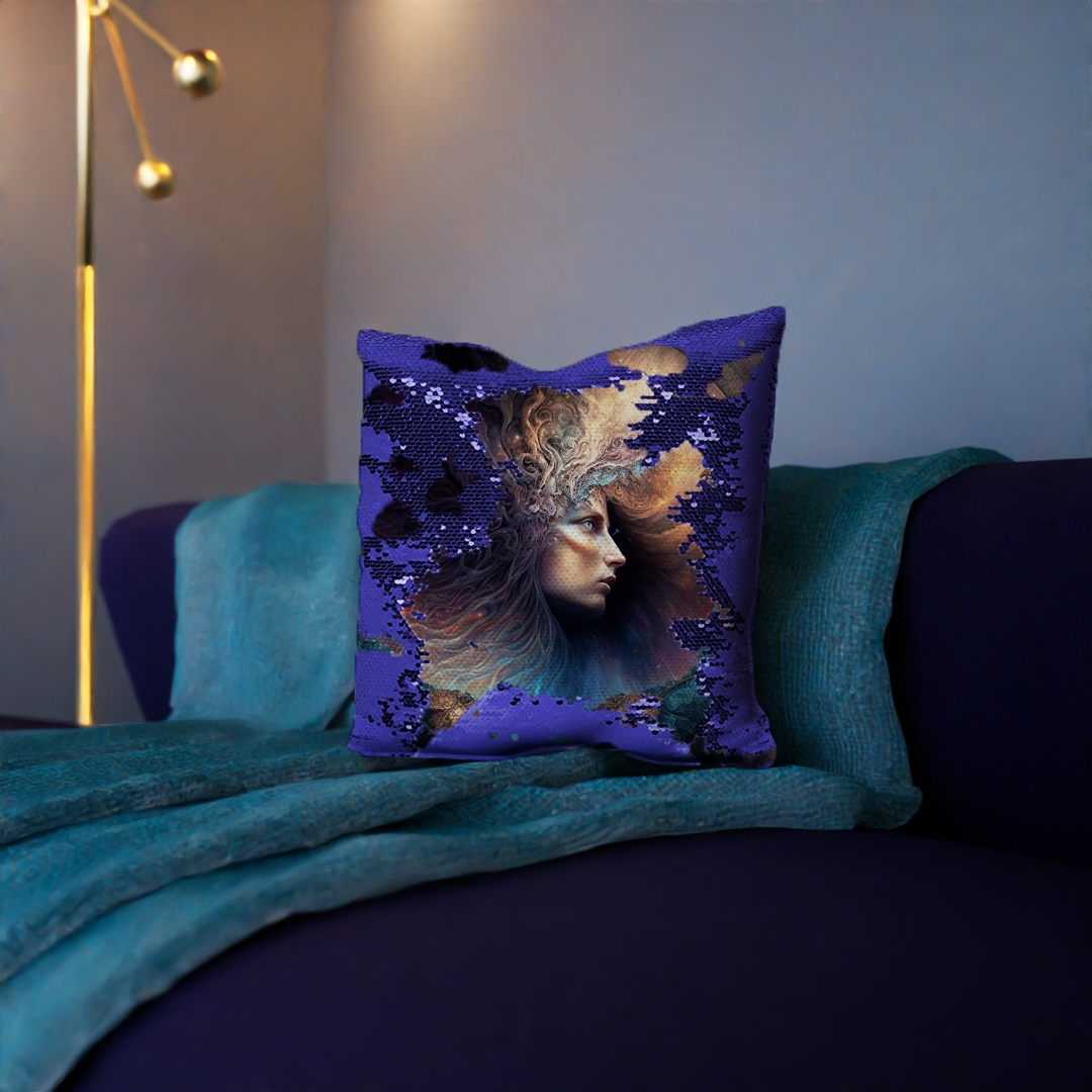 Celestial Goddess "Auroria" Sequin Cushion