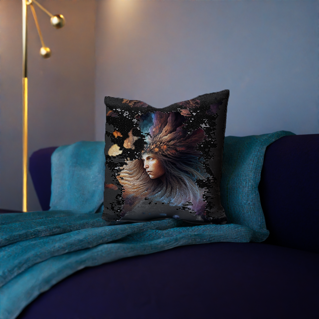 Celestial Goddess "Nebulae" Sequin Cushion