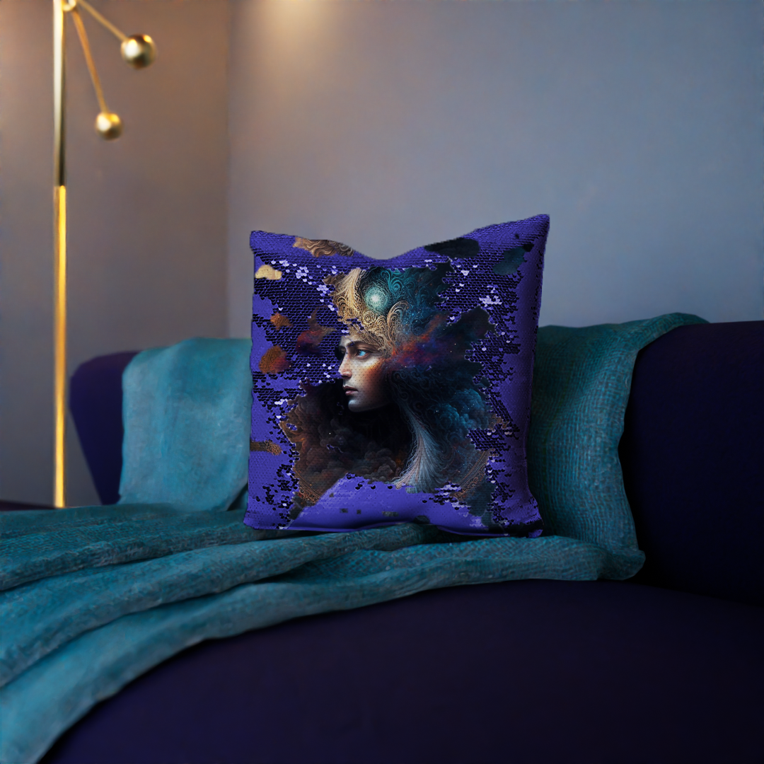 Celestial Goddess "Nyxia" Sequin Cushion