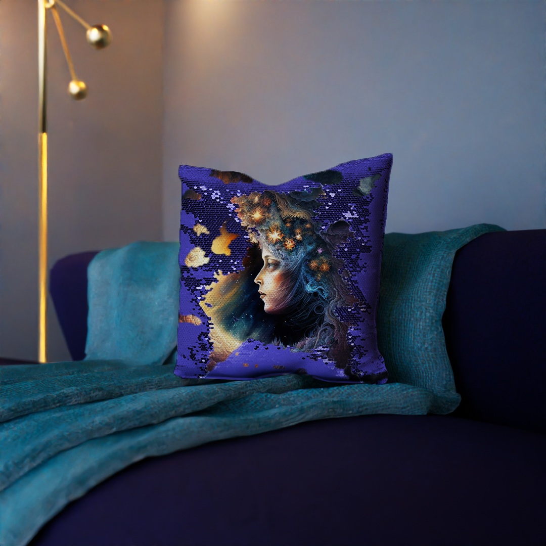 Celestial Goddess "Stellara" Sequin Cushion