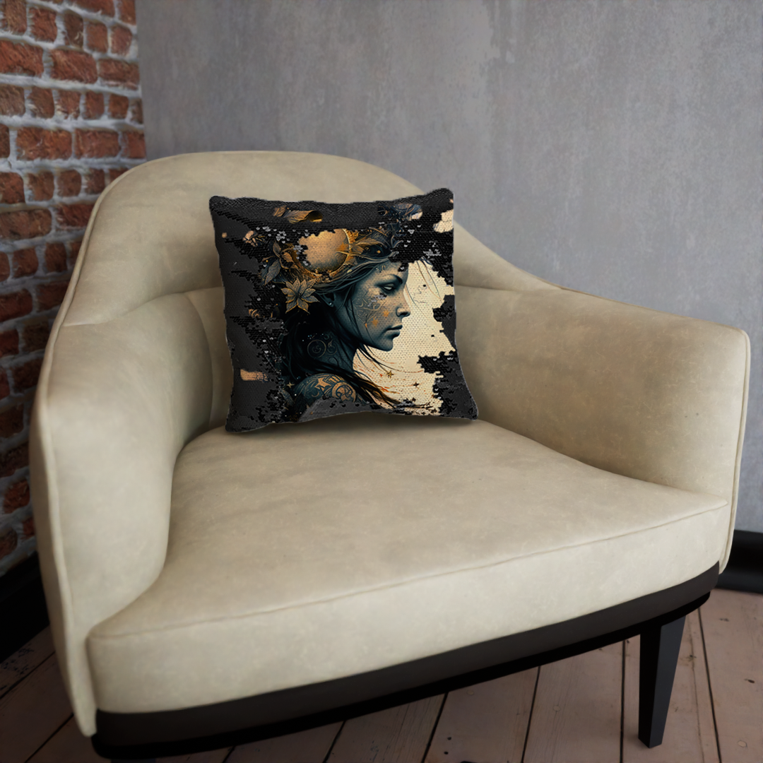 Goddess of Rebellion "Solara" Sequin Cushion