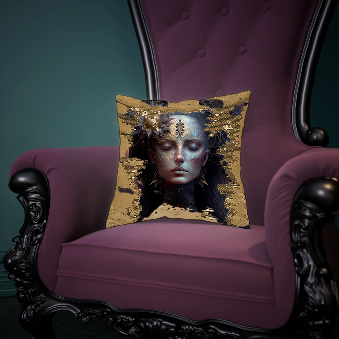 Warrior Goddess "Lysandra" Sequin Cushion