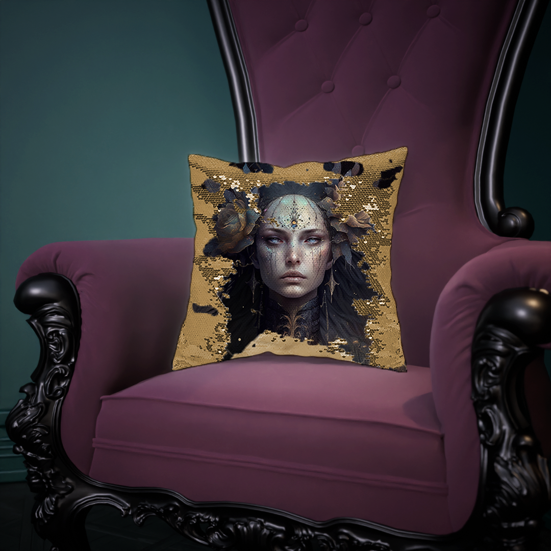 Warrior Goddess "Nyxara" Sequin Cushion